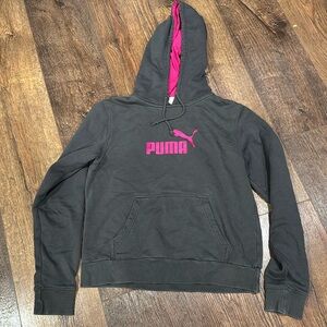 Puma Gray Pink Hoodie With Front Pocket